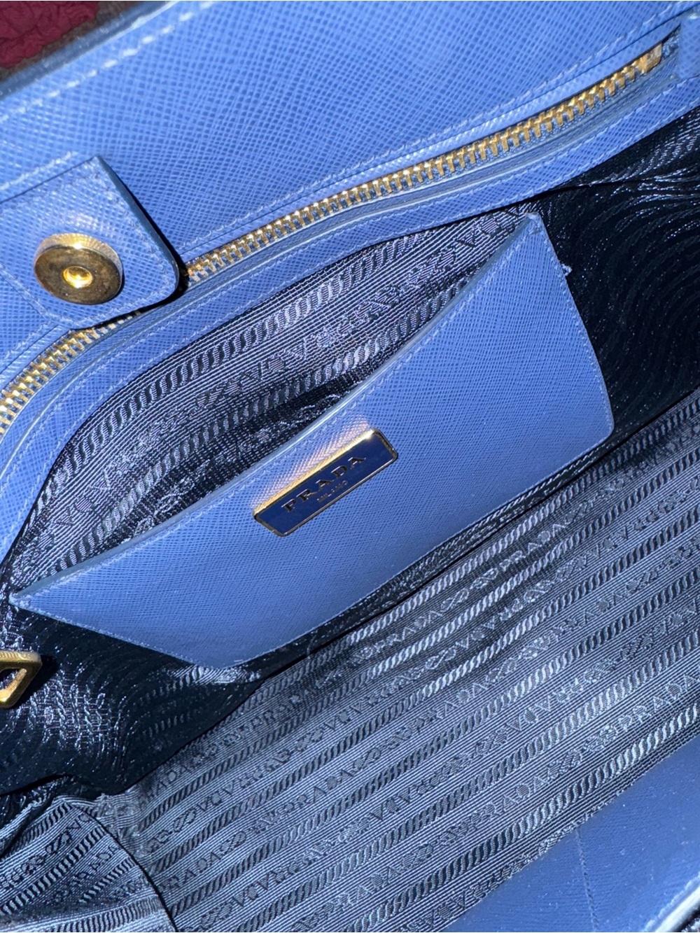 Prada Blue Saffiano Leather Top-Handle Tote - Picture 5 of 8
